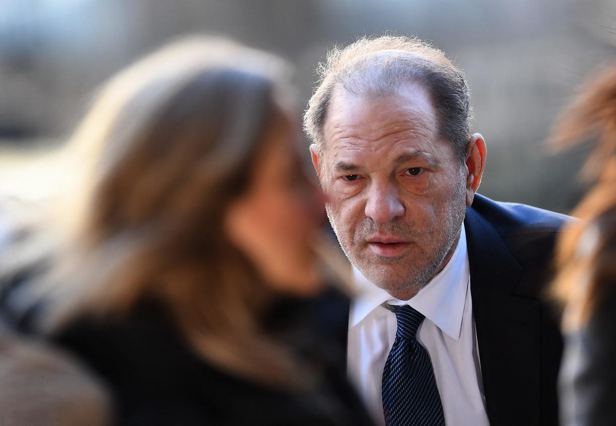Harvey Weinstein arrives to the Manhattan Criminal Court, on Feb. 21, 2020, in New York City. New York's highest court on April 25, 2024, overturned Hollywood producer Weinstein's 2020 conviction on sex crime charges and ordered a new trial. In their decision, judges cited errors in the way the trial had been conducted, including admitting the testimony of women who were not part of the charges against him. "Order reversed and a new trial ordered," the judges wrote.