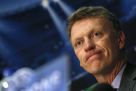 Manchester United's manager David Moyes looks on during a news conference at Old Trafford in Manchester, northern England in this March 31, 2014 file photo. REUTERS/Stefan Wermuth/Files