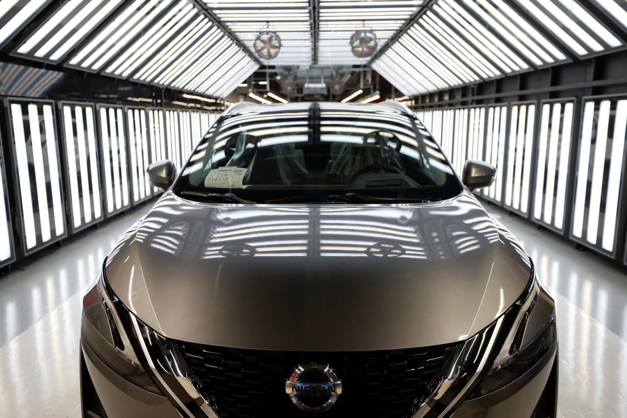 A Nissan Qashqai is seen ahead of a news conference, on the production line of Nissan's Sunderland plant in Sunderland, Britain, July 1, 2021. REUTERS/Phil Noble