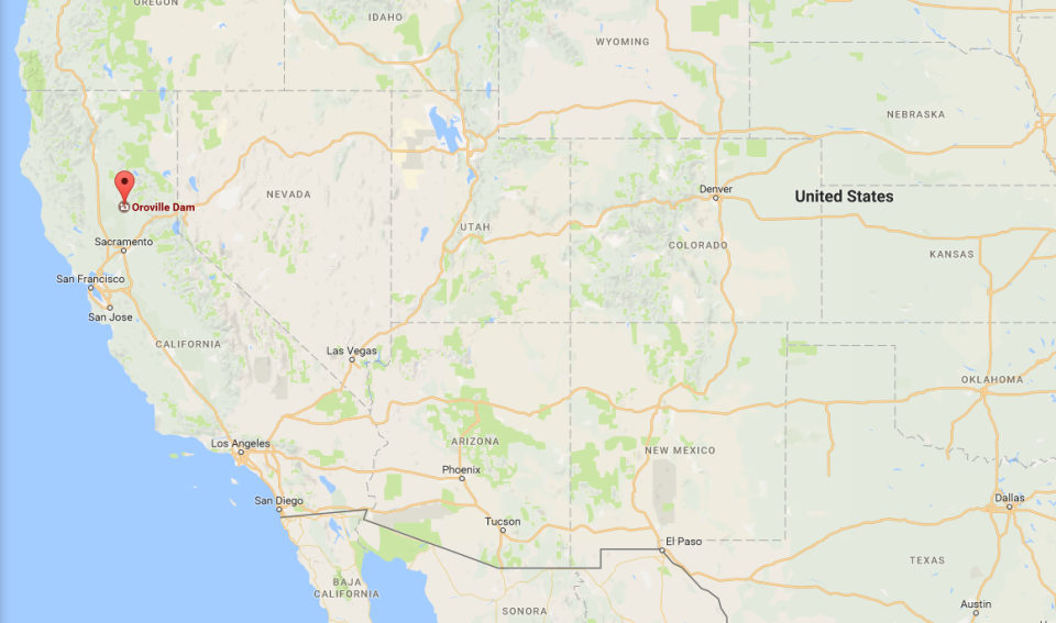 oroville dam google maps california