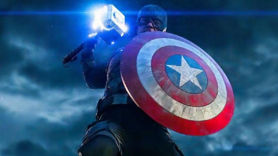 Captain America brings down shield and hammer in Avengers: Endgame.