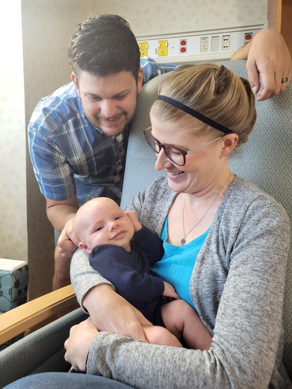 Sarah Hisamoto, 35, gave birth to her son, Gavin, in June as part of Aurora Sinai Medical Center's water birth trial. Her husband, Matt was also very involved in helping Sarah maneuver and keep pushing through four hours of labor.