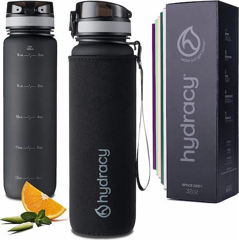 Hydracy 1-Liter Water Bottle with Time Marker