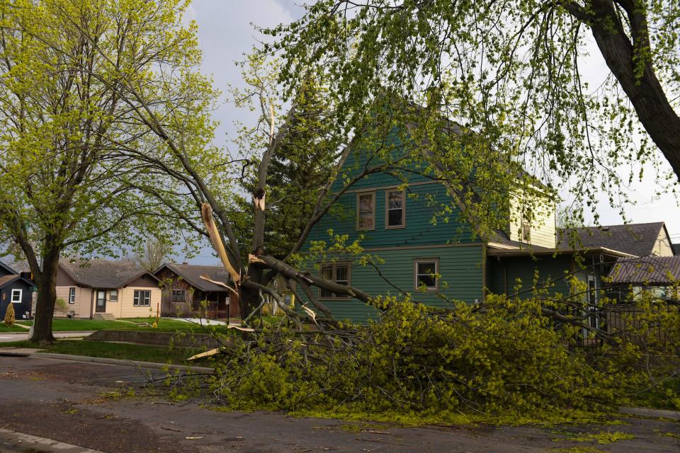 Severe storms cause damage on 26th Street on Thursday, May 12, 2022, in Sioux Falls.