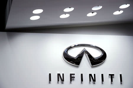 FILE PHOTO: The Infiniti booth displays the company logo at the North American International Auto Show in Detroit, Michigan, U.S. January 16, 2018. REUTERS/Jonathan Ernst