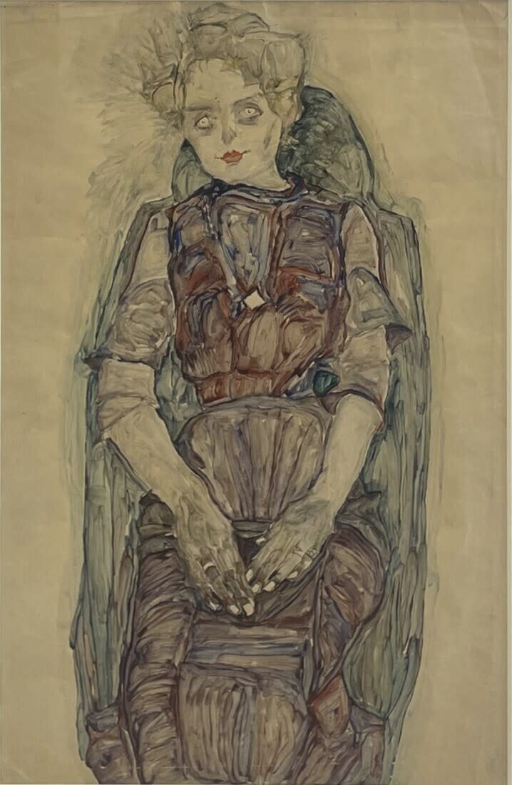 This image provided by the Manhattan District Attorney's Office shows artwork by the Austrian expressionist artist Egon Schiele. On Wednesday, Sept. 20, 2023, the art plundered by the Nazis was returned to the heirs of Fritz Grünbaum, a well-known cabaret performer who was arrested in 1938 and later died in the Dachau concentration camp. The Manhattan District Attorney's Office secured the return of the artworks from prominent museums earlier this year, including one piece from the Museum of Modern Art. Combined, the pieces are valued at more than $9.5 million. (Manhattan District Attorney's Office via AP)