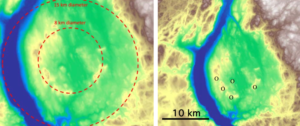 Satellite image revealing depth of structure (Pierre Rochette et al.)