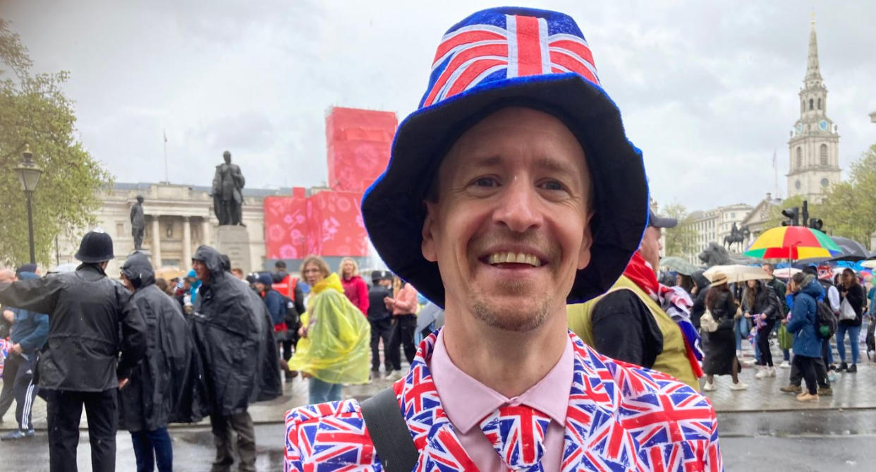 Laurence Hewetson, from Bristol, wore top-to-toe union jacks. (Yahoo Life UK)