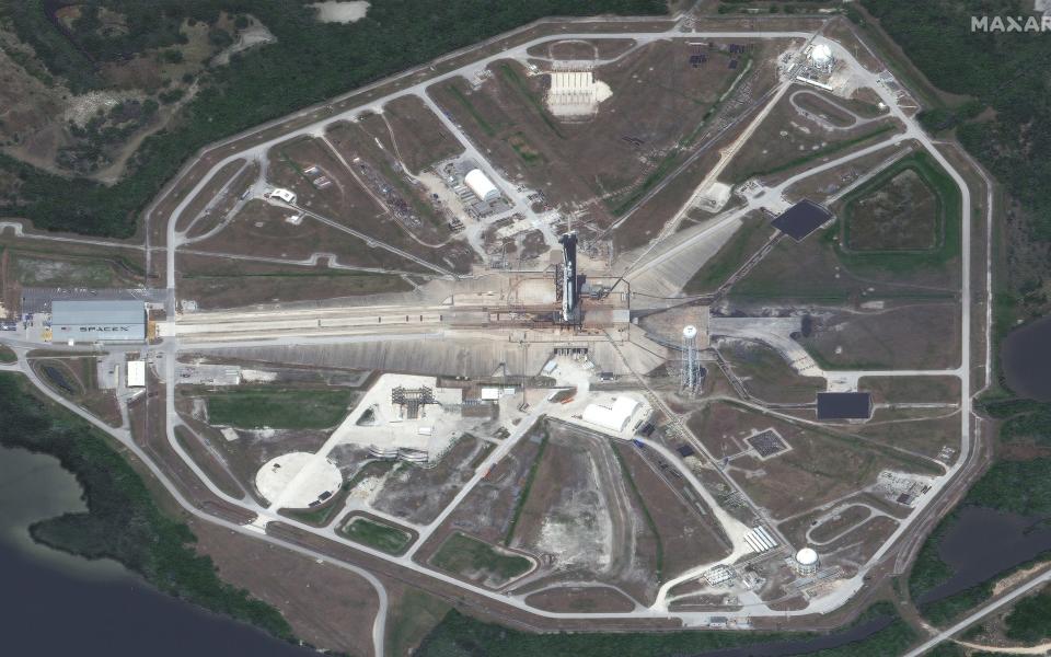 Launch Pad 39A is seen as NASA prepares for the launch of the SpaceX/Falcon 9 rocket with the Crew Dragon spacecraft - MAXAR TECHNOLOGIES