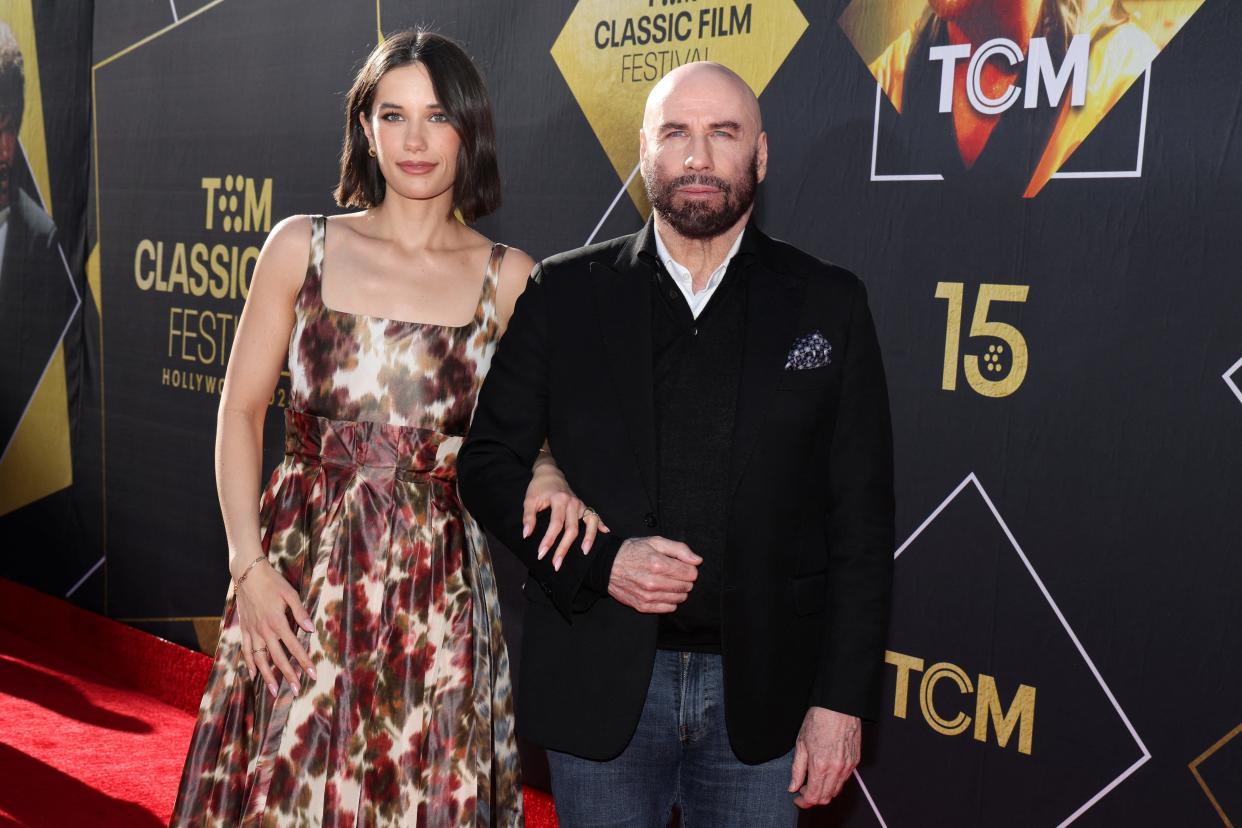 John Travolta and his daughter Ella Bleu Travolta attend a screening for the 30th anniversary of the movie "Pulp Fiction" in Los Angeles on April 18, 2024.