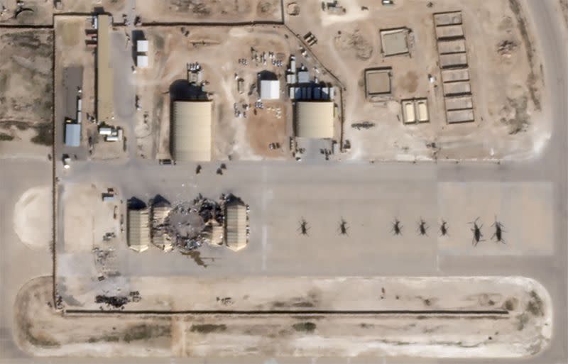 Damage at Al Asad air base in Iraq is seen in a satellite picture taken January 8, 2020