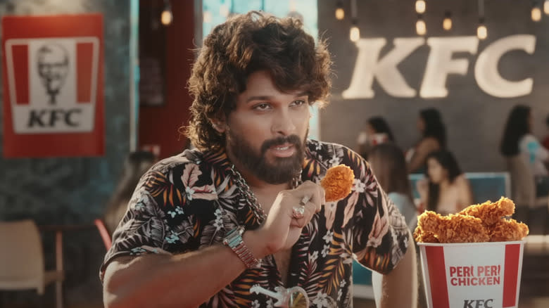 Allu Arjun poses with KFC peri peri chicken 