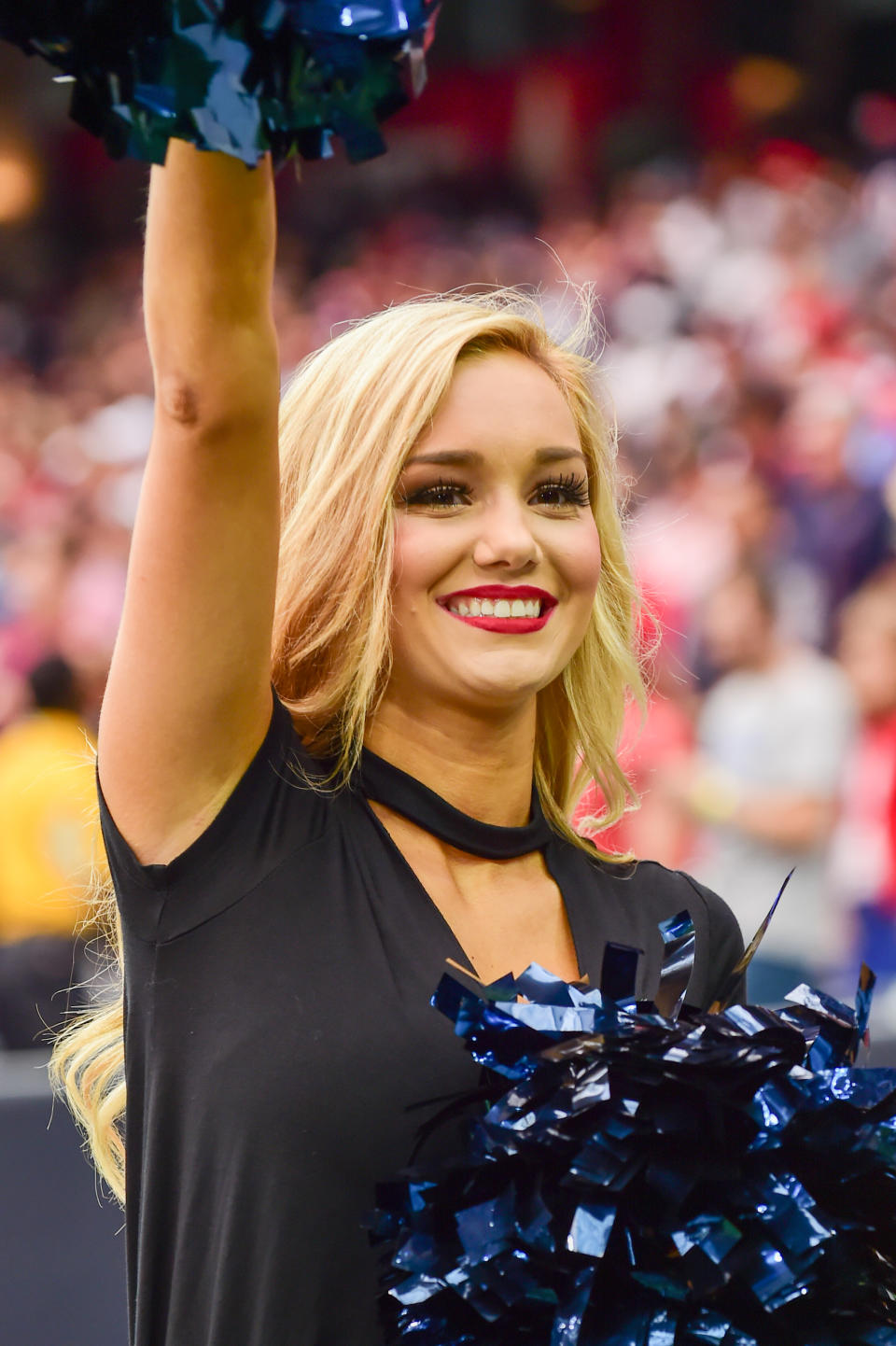 <p>The Houston Texans cheerleaders rev up the crowd in a salute to service during the football game between the Indianapolis Colts and the Houston Texans on November 5, 2017 at NRG Stadium in Houston, Texas. (Photo by Ken Murray/Icon Sportswire) </p>