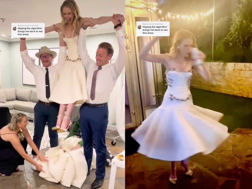 Woman reveals her brother, creative director of Schiaparelli, designed her wedding gown (TikTok / @foxcraftcustom)