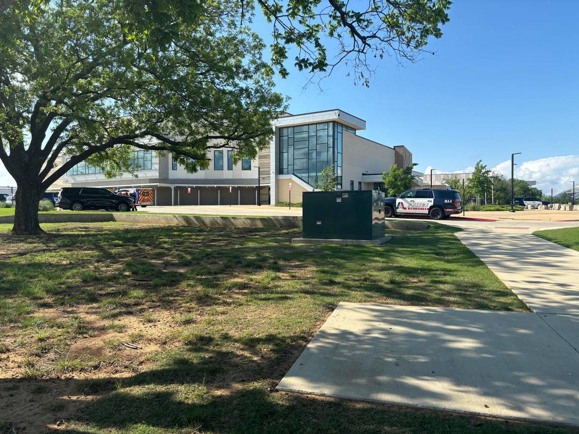 The Arlington ISD Athletics Center at 1001 E. Division St. on April, 24, 2024, where the school district set up a unification center after a shooting at Bowie High School.