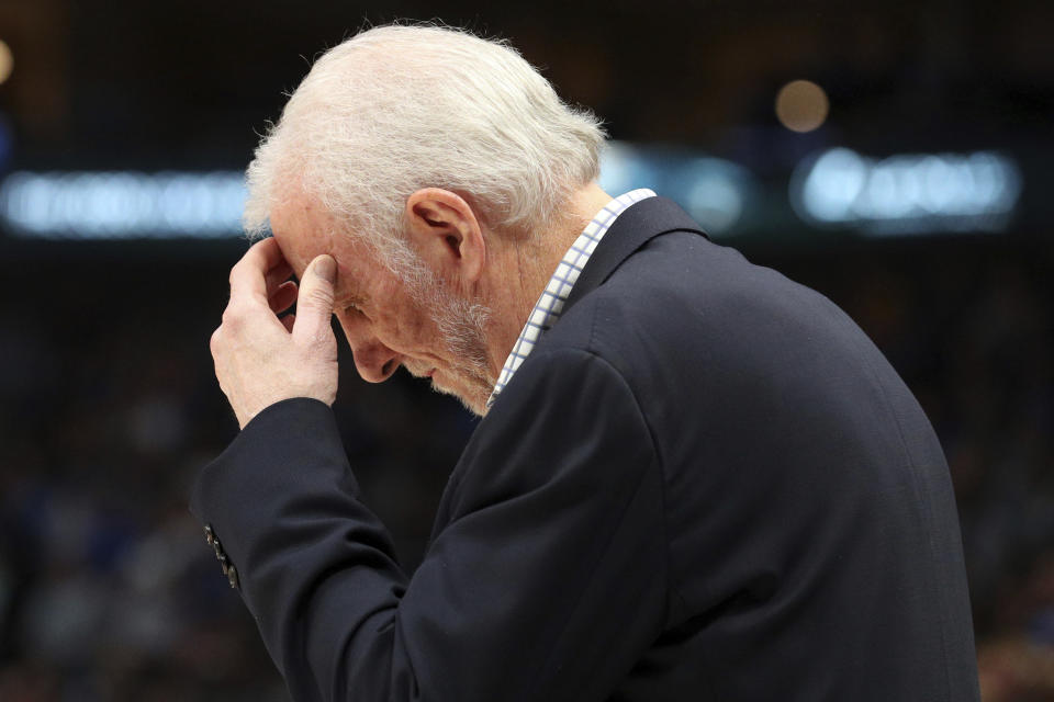 聖安東尼奧馬刺總教練Gregg Popovich。(AP Photo/Richard W. Rodriguez)