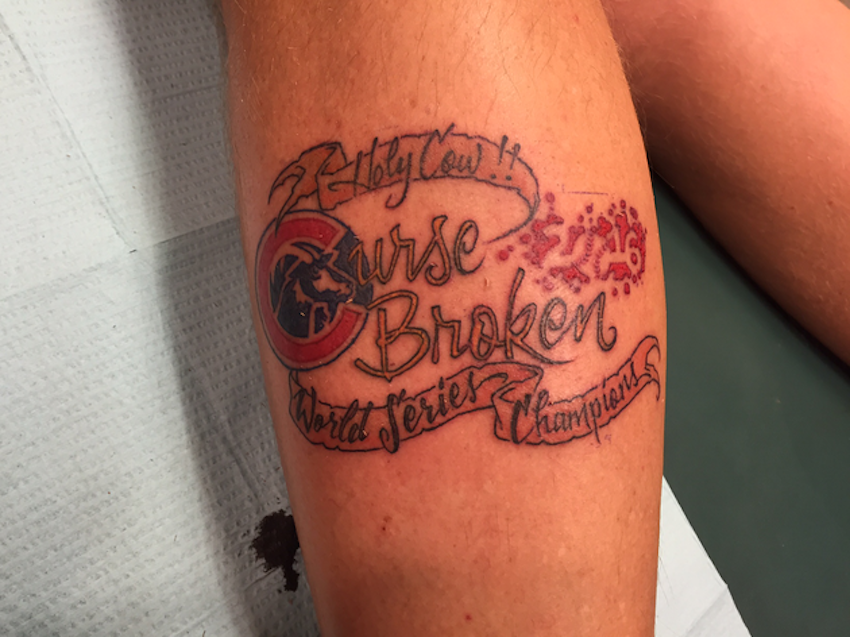 This fan already got his Cubs World Series tattoo. (1460 KXNO)