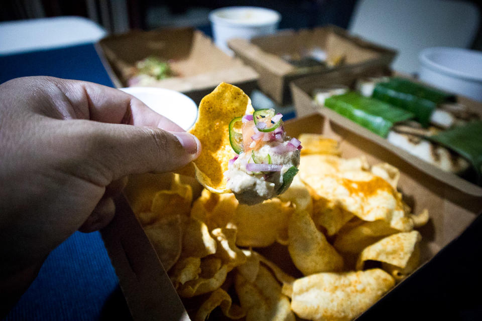 Burnt eggplant dip with spiced papadum (PHOTO: Zat Astha/Yahoo Lifestyle SEA)