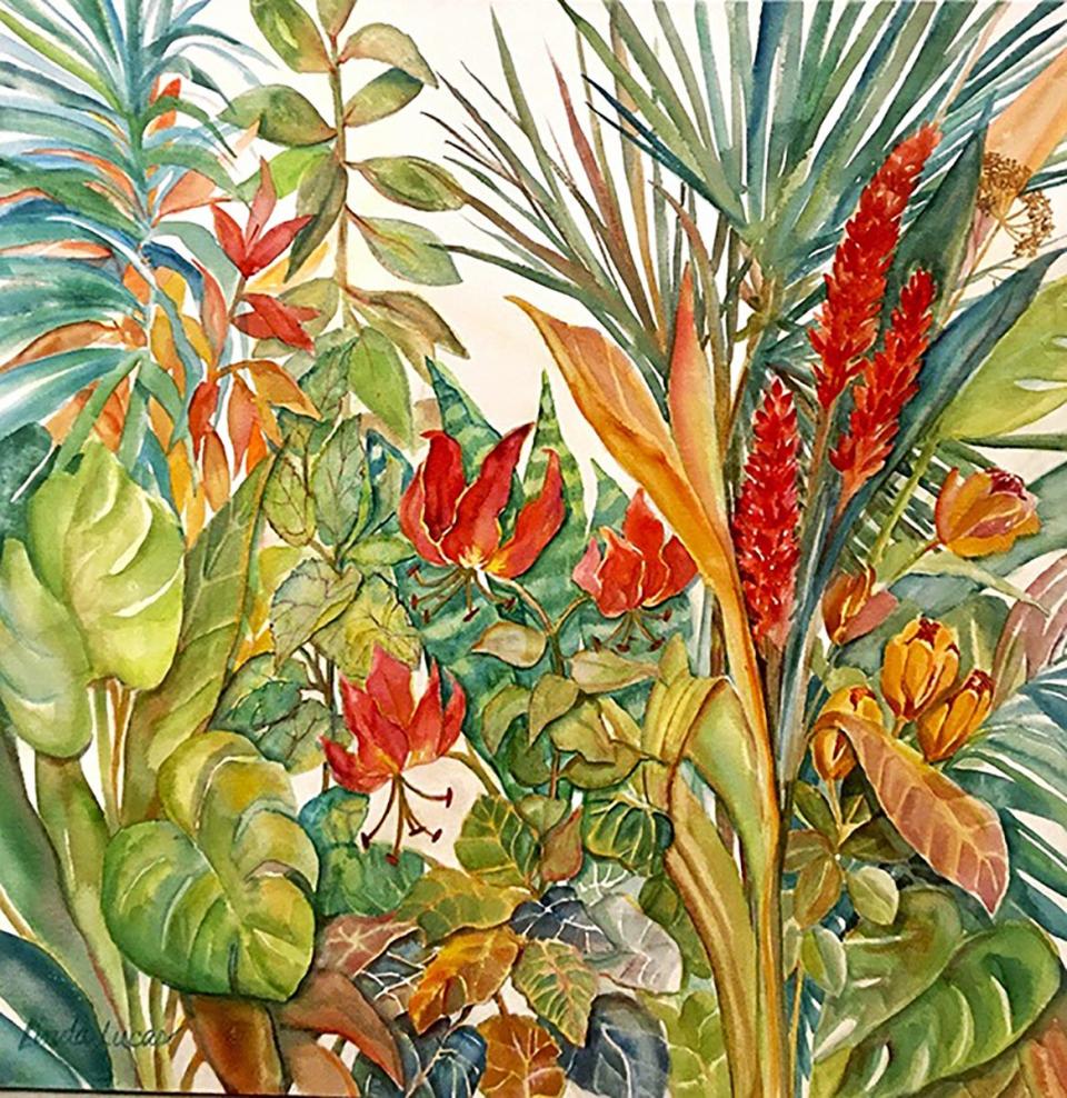 This year’s Babcock Ranch Art Show features 67 local and internationally acclaimed artists exhibiting along the Founder’s Square lakefront. Image: Watercolor art by Linda Lucas.