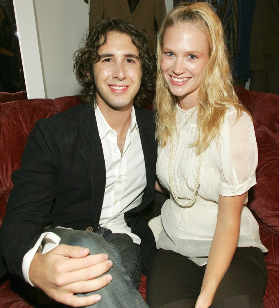 Josh Groban and January Jones during Opening Party for the BCBG Max Azria Flagship Store - August 18, 2005 at BCBG Max Azria flagship storeThe Regent Beverly Wilshire H in Beverly Hills, California, United States.