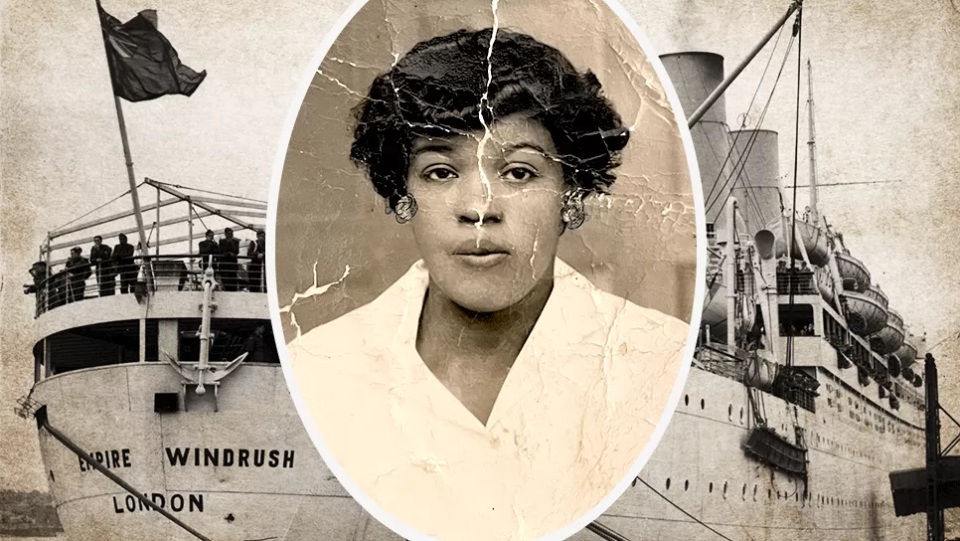 Imagen del barco Empire Windrush y de Sylvia Calvert  