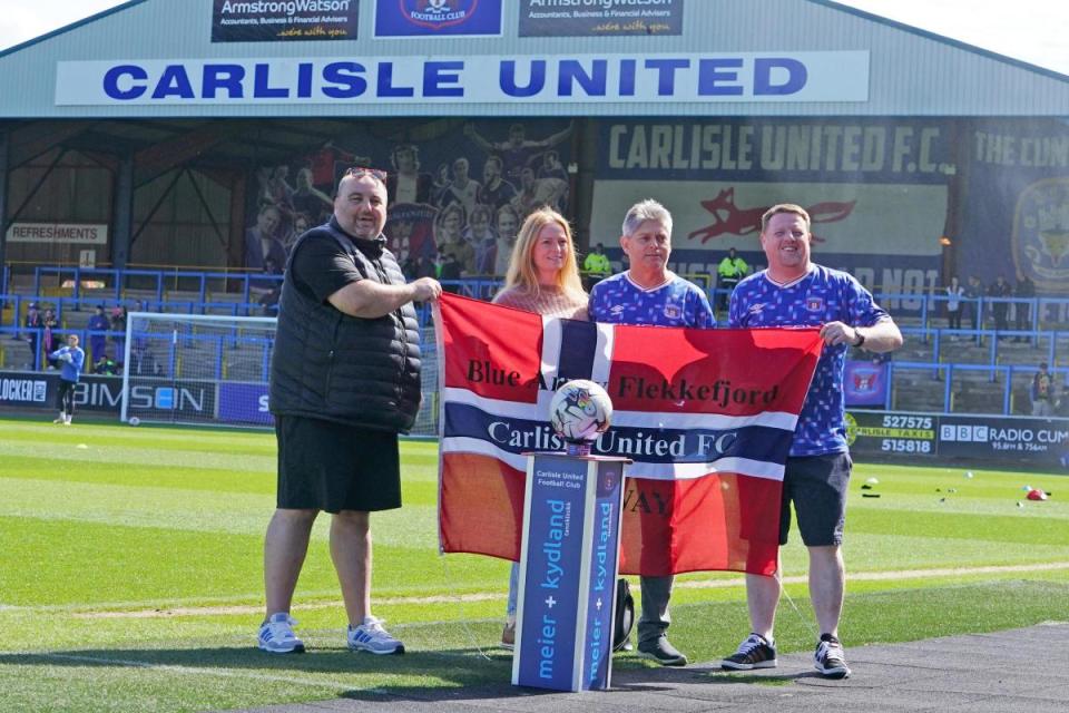 United's Norwegian fans with CUOSC reps - Carlisle United v Wycombe Wanderers,  Skybet League1 - Photographer Barbara Abbott, NO UNAUTHORISED USE