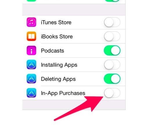 Apple in-app purchases controls