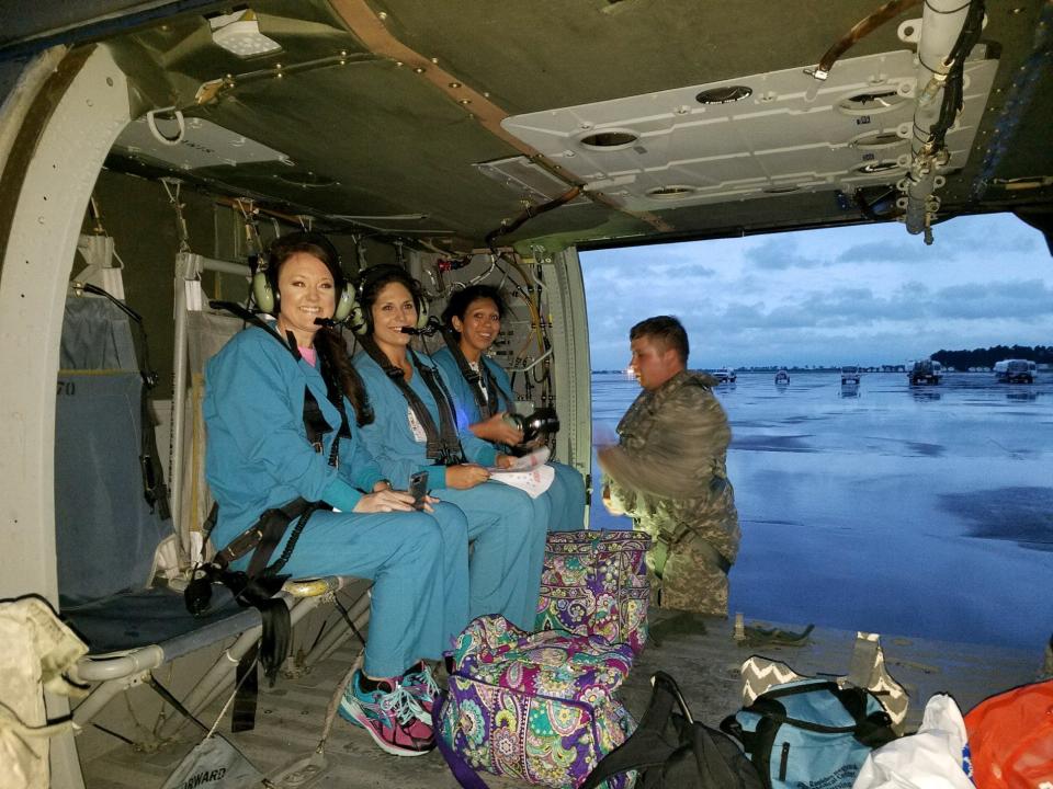 Beaumont's St. Elizabeth Hospital flew additional nurses in on a helicopter Wednesday night. (Photo: Christus Southeast Texas Health System)