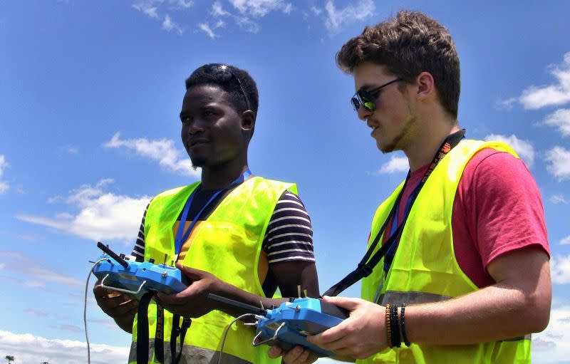 An instructor teaches how to operate a drone at the newly opened African Drone and Data Academy in Lilongwe