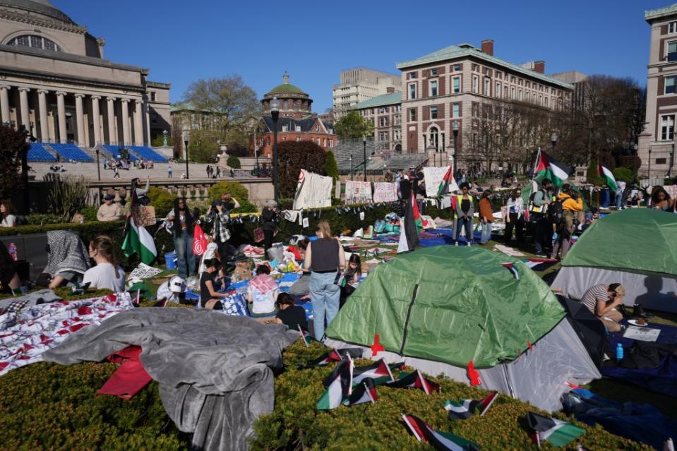 The tent encampment at Columbia is entering its seventh day. James Keivom