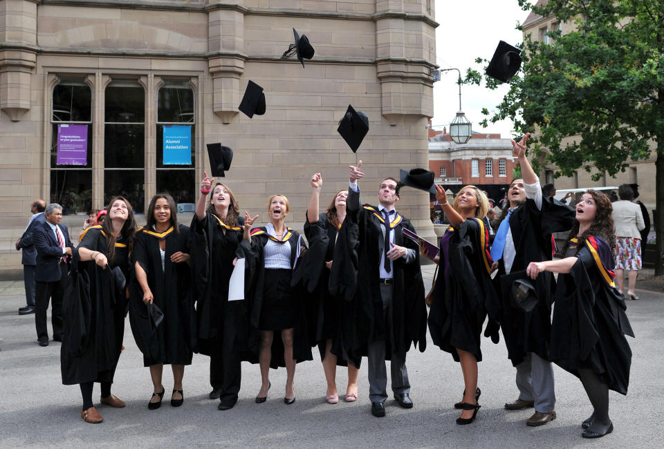 A generic stock image of medical students celebrating their graduation at The University of Manchester.