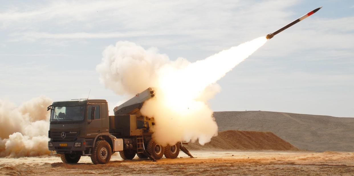 lynx puls multiple rocket launcher system fires accular 122 millimeter rocket