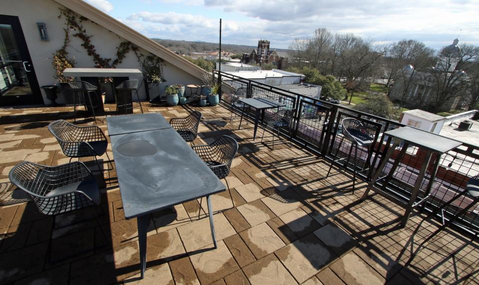 The rooftop deck at Uptown Indigo on North Lafayette Street in Shelby.