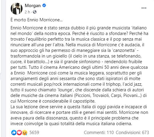 L'omaggio al maestro Ennio Morricone