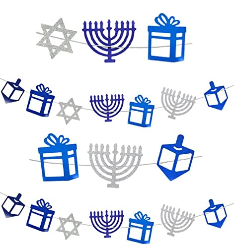 Hanukkah Glitter Garland Decoration (Silver)