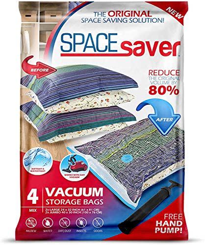 <p><strong>Spacesaver</strong></p><p>amazon.com</p><p><strong>$19.99</strong></p><p><a href="https://www.amazon.com/dp/B07FMD6GMW?tag=syn-yahoo-20&ascsubtag=%5Bartid%7C10063.g.36389311%5Bsrc%7Cyahoo-us" rel="nofollow noopener" target="_blank" data-ylk="slk:Shop Now;elm:context_link;itc:0;sec:content-canvas" class="link ">Shop Now</a></p><p>Part of spring cleaning is packing away all those heavy winter clothes, but finding the space for them can create a separate mess. These vacuum storage bags come with a hand pump to make sure it's easy to eliminate the air from the bags.</p>