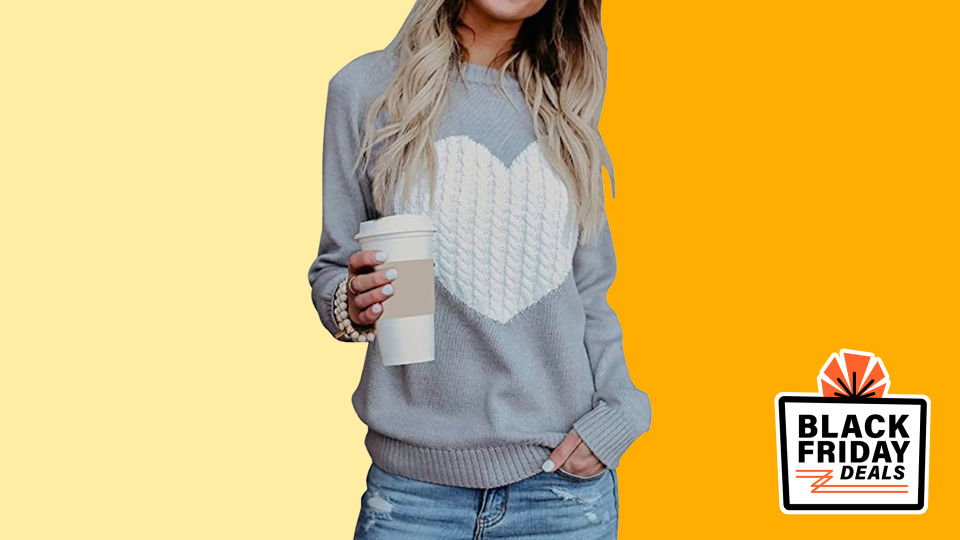 Heart-printed sweaters are in right now.