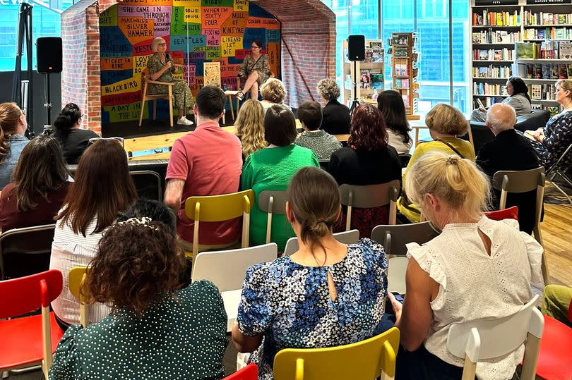 Zoe Richards speaking to her agent Clare Coombes at her book launch at Waterstones in Liverpool (Image: Ellie Johnson)