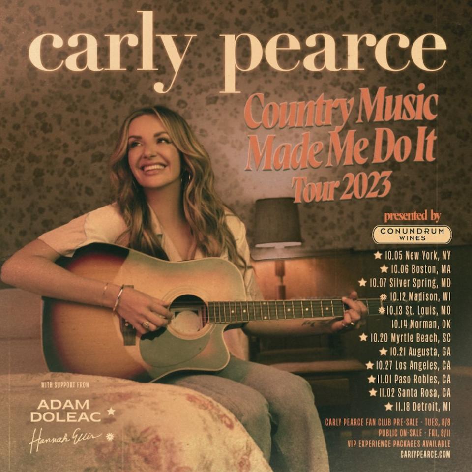 carly pearce tour fall 2023 country music made me do it tickets artwork dates poster