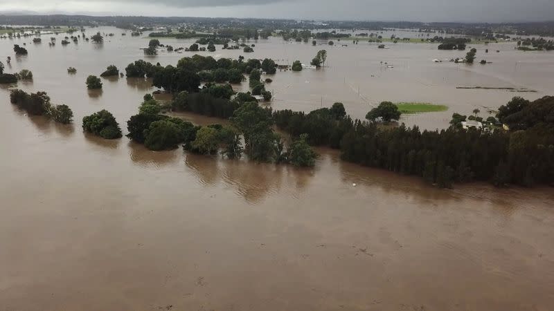 A general view shows flooding in Tinonee