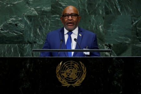 FILE PHOTO: Comoros President Azali Assoumani addresses the 73rd session of the United Nations General Assembly at U.N. headquarters in New York, U.S., September 27, 2018. REUTERS/Eduardo Munoz