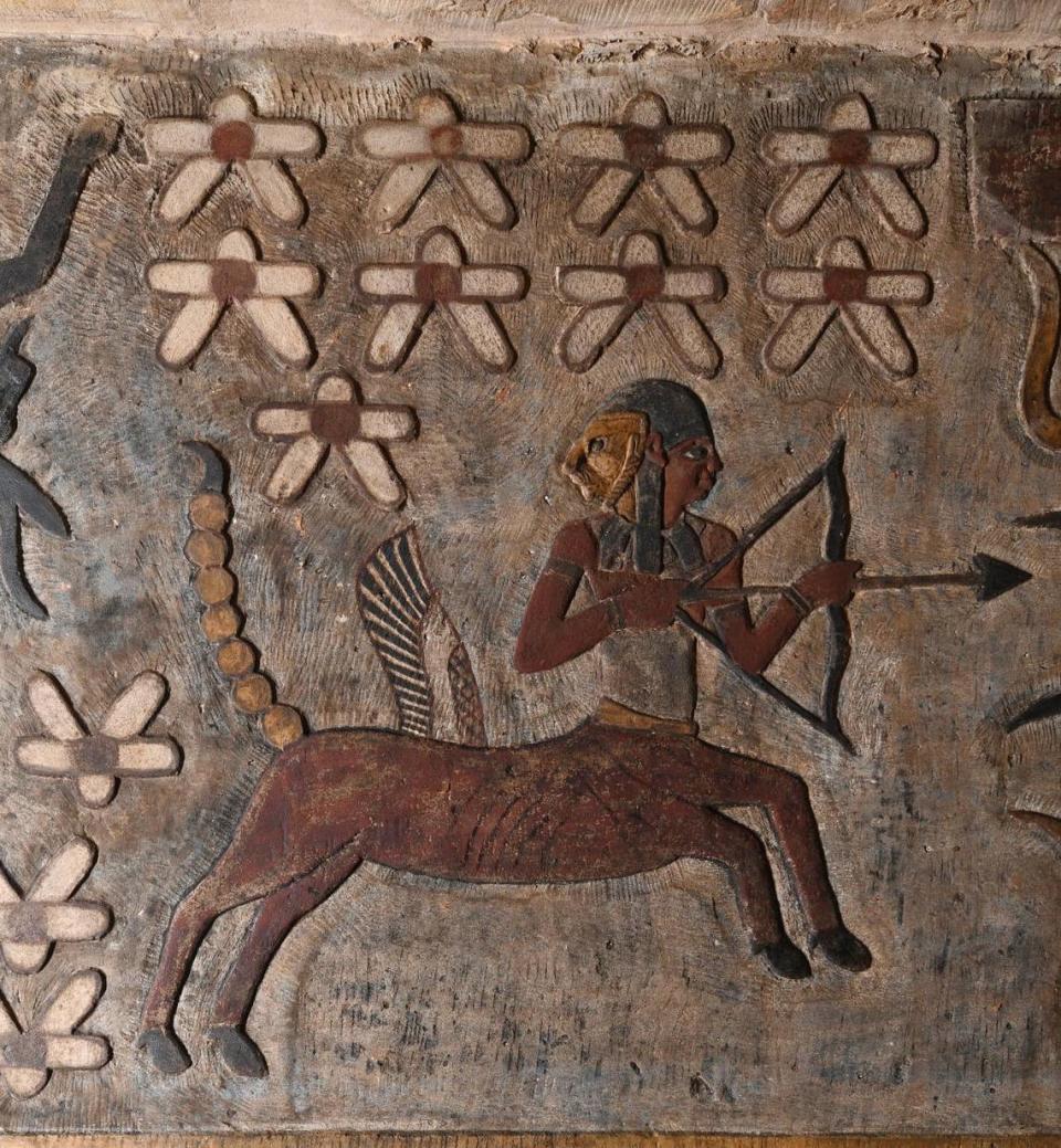 A centaur-like figure, representing the Sagittarius sign, found at the temple.