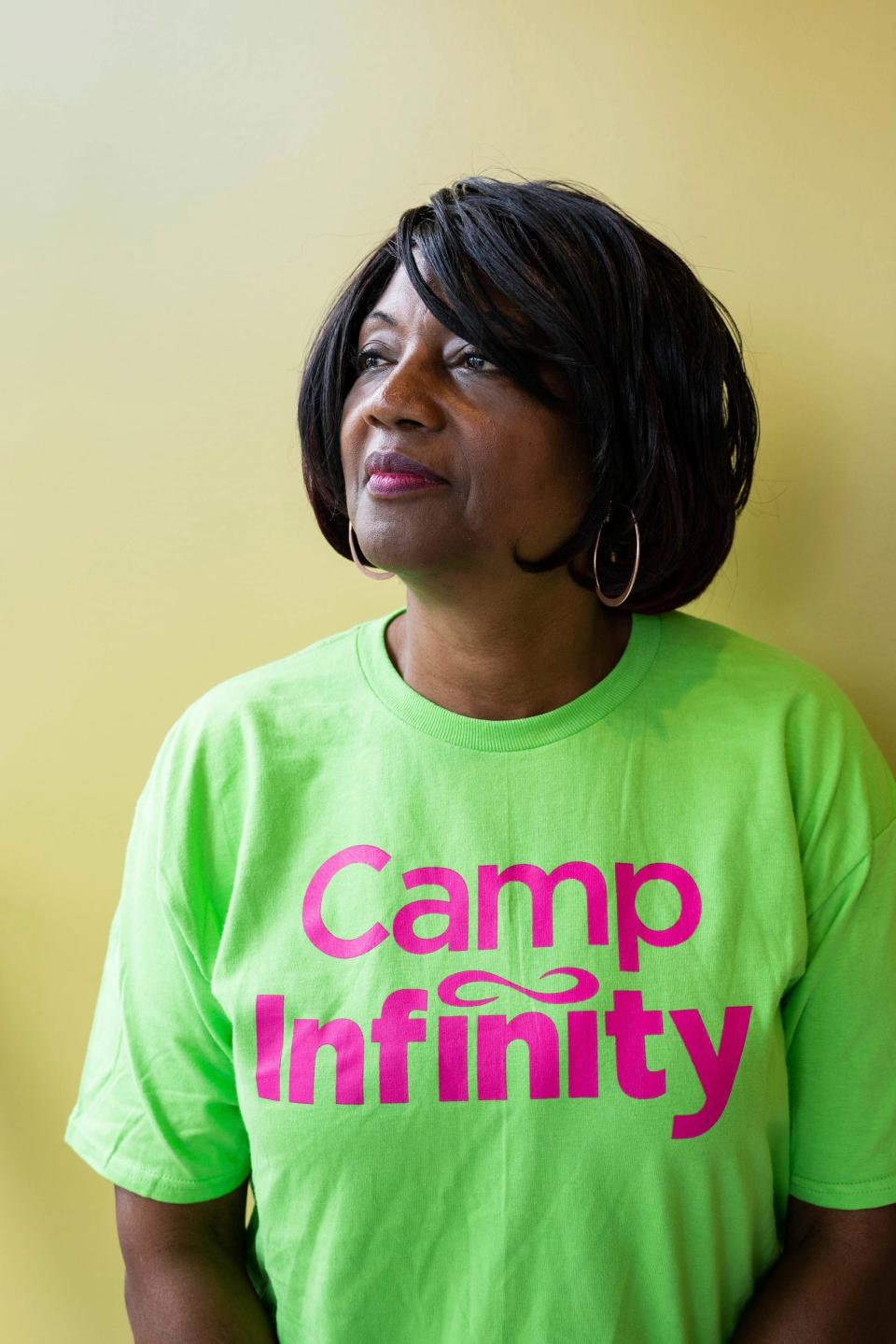 Nicola White, program manager, 64, stands for a portrait during a Camp Infinity workshop hosted by the Michigan Council of Women in Technology Foundation at Wayne County Community College Center for Learning Technology in Harper Woods on Wednesday, July 13, 2022.