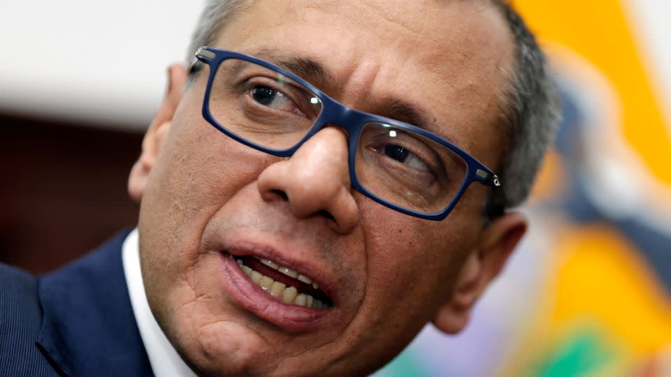 Former Ecuador Vice President Jorge Glas speaks during an interview at his office in Quito on September 12, 2017. - Dolores Ochoa/AP