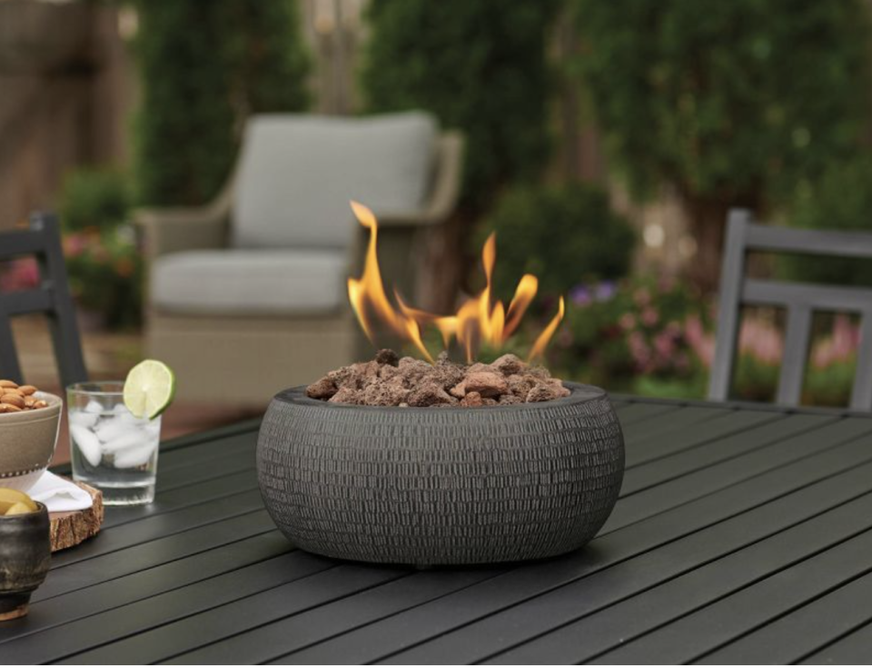 Threshold Round Hammered Outdoor Tabletop Fire Pit
