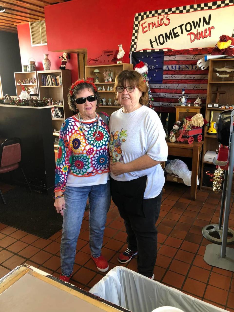 Mary Ward, left, and her daughter Tammy Ward, right, standing in Ernie’s Hometown Diner Courtesy of Mary Ward