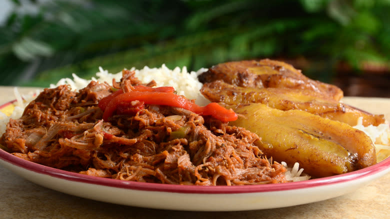 shredded beef stew, plantains