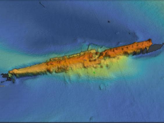 Using multibeam sonar technology, the survey team made this high resolution 3D image of U-boat UC47 on the seabed off Yorkshire