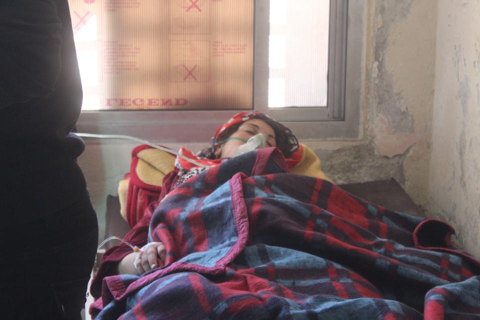 A wounded child waits for treatment at a hospital after Assad Regime forces attacked with chlorine gas to the&nbsp;town of Khan Sheikhoun in Idlib, Syria.