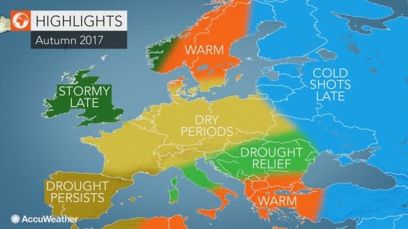 In Deutschland soll es etliche trockene Abschnitte bzw. einen insgesamt recht trockenen Herbst geben, Quelle: accuweather